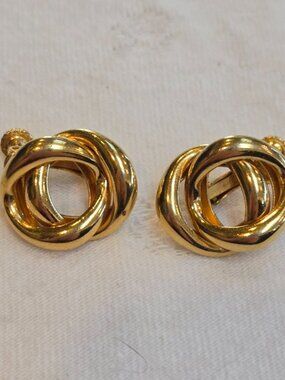 Vintage Gold-tone Clip-On Swirl Earrings